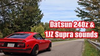 Datsun 240Z amp 1JZ MK3 Supra exhaust  flyby  acceleration [upl. by Ahseela]