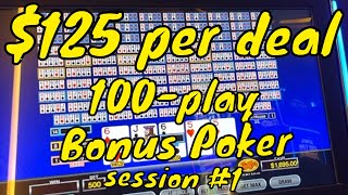 125 a Deal 100Play Video Poker  Bonus Poker  Session 1 [upl. by Harneen]