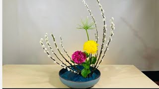 Beautiful Ikebana Arrangement Chrysanthemum Hydrangeas and African Lily [upl. by Allets]