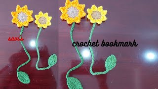 Easy Crochet Flower Bookmark Pattern  Sunflower Bookmark  for Beginners [upl. by Ardnuhsal]