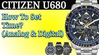 Citizen NavihawkSkyhawk AT Setting Instructions  U680 How To Set Time Manual [upl. by Lanni]