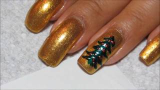 Christmas Tree Nail Art Tutorial [upl. by Gamal]