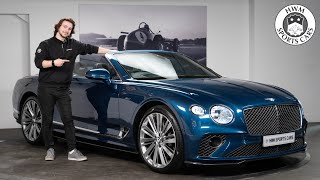 A 2022 Bentley Continental GTC Speed Finished in Marlin Blue  A Walk Around With Jean [upl. by Marabel]