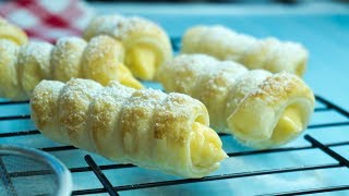 Puff Pastry  Italian Cream Horns  Cannoncini [upl. by Merriott186]