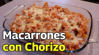 Macarrones con Chorizo Gratinados  recetasdecocina [upl. by Almire]