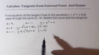 Derivatives Application Tangent Equation from External Point to Parabola [upl. by Reld]