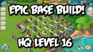 Boom Beach  Headquarter 16 Base Build Layout  Defense Base Build Strategy [upl. by Pelaga]