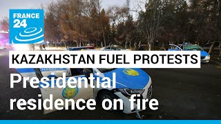 Kazakhstan fuel protests Presidential residence on fire in Almaty • FRANCE 24 English [upl. by Westleigh24]