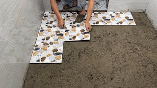 Techniques Tile Bathroom Floor With Ceramic Tile [upl. by Ashely]