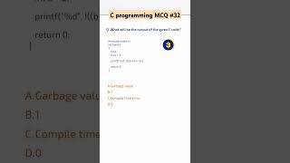 C programming MCQ 32  c programming questions with answers mcq coding shorts [upl. by Horace]