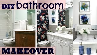 DIY  UGLY 70s BATHROOM TO A SLEEK NEW BATHROOM RENOVATION MAKEOVER [upl. by Jareb]