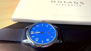 First Look At The Nomos Club Automatic Date Siren Blue [upl. by Aldercy729]