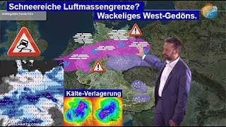 Achtung Eisglätte Schneereiche Luftmassengrenze amp WackelWest Wettervorhersage 1219012024 [upl. by Amorita]