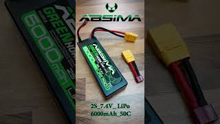 Absima Hardcase LiPo Battery 2S 74V50C 6000 HC XT90TPlug [upl. by Brod]