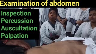 Abdominal examination  Inspection Auscultation Palpation and Percussion [upl. by Aihsemaj10]