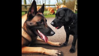 Giant Malinois meets Black Labrador at the dog park 🐶🦮🐕‍🦺what happens next cutest ever [upl. by Tronna]