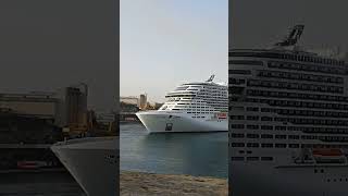 🛳Stunning Msc Grandiosa Enters amp Performs 180° Turn In Valletta Maltas Grandharbour Port  Shorts [upl. by Eilahs]