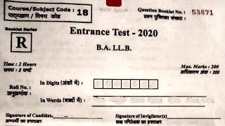 BA LLB Entrance Exam Question Paper  BALLB प्रवेश परीक्षा के लिए महत्वपूर्ण DDU Entrance Exam 2022 [upl. by Orutra]