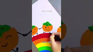 Naughty little persimmon creative drawing simple and fun Follow the jitterbug to learn to draw O [upl. by Aryahay]