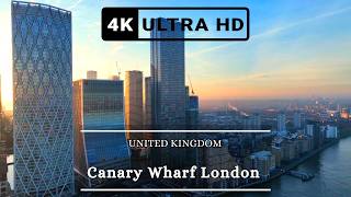 Canary Wharf London UK Aerial View  4K Drone Footage [upl. by Acinorej947]