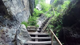 Zurücksteig POV Wanderung Klettersteige und Stiegen Sächsische Schweiz Elbsandsteingebirge Gopro 4k [upl. by Seppala]