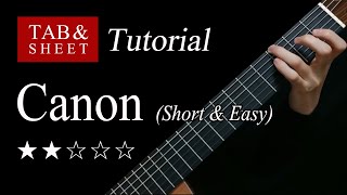 Canon short amp easy version  Guitar Tutorial  TAB [upl. by Geanine]