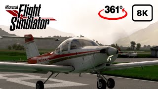 MSFS 8K360°  PA38 Tomahawk TakeoffLanding Piper PA38 by JustFlight [upl. by Yirinec665]