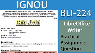 BLI224  Simple Way to create Resume On LibreOffice Writer  IGNOU Assignment  PDF 👇👇 [upl. by Keir]