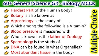 60 General Science GK multiple choice questions and answers on General Science  Biology MCQs GK [upl. by Brackely]