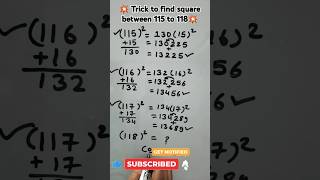 💥Trick to find square between 115 to 118💥 viral shorts viralvideo trending views subscribe yt [upl. by Gothard]