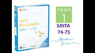 345 TYT MATEMATİK SAYFA 74 75 ÖRÜNTÜLÜ SAYI GRUPLARI TEST 1 [upl. by Carnahan]