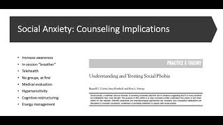 Social Anxiety Counseling Implications [upl. by Rebecca]