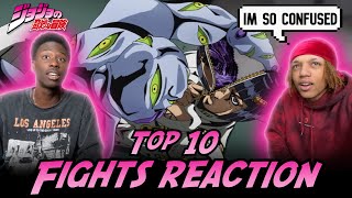 Non JoJo Fans React to TOP 10 JOJO FIGHT SCENES  Golden Wind [upl. by Reham]