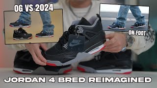 Jordan 4 Bred Reimagined  COMPARISON ON FOOT and REVIEW [upl. by Nisay97]