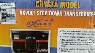 Unboxing amp Operating CRYSTA MODEL AXVOLT STEP DOWN TRANSFORMER unboxing stepdowntransformer 2500w [upl. by Treble405]