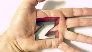 How to Draw Letter Z Hole in Hand  3D Trick Art on Hand  Poendrawing [upl. by Notsua644]