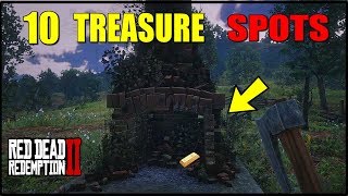 TOP 10 HIDDEN TREASURE SPOTS IN RED DEAD REDEMPTION 2 GOLD BARS NUGGETS JEWELRY amp MORE RED DEAD 2 [upl. by Jueta]