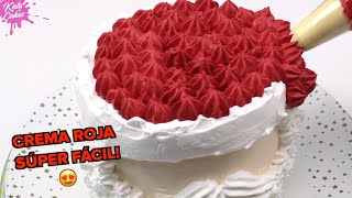 Crema fácil color ROJO INTENSO PARA PASTELES  BETUN ROJO PARA PASTELES 😍🔴  Katycakesdesign [upl. by Silohcin916]