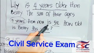 CSCCivil Service Exam ExamMath problems [upl. by Eneleh]