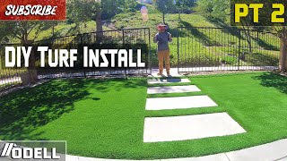 DIY How to Lay Artificial Turf with Concrete Pavers Part 2 [upl. by Monetta]