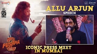 Allu Arjun Speech  Pushpa ICONIC Press Meet in Mumbai  Allu Arjun  Rashmika  Sukumar  DSP [upl. by Apthorp]