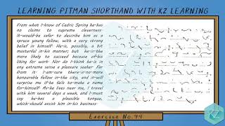 Pitman Shorthand  Exercise No49 Dictation 90 WPM  KZ Learning [upl. by Royden]