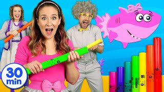 Baby Shark Boomwhackers  More Nursery Rhymes  Kids Songs [upl. by Ecinaej]