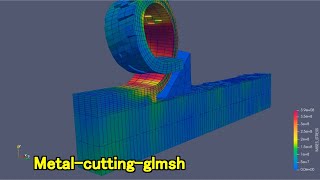 Metal cutting by HAKAI  Open Source FEM solver Dynamic explicit fracture analysis [upl. by Sinnel]