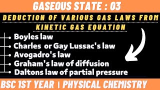 Deduction of various gas laws from kinetic equation  Gaseous state Bsc 1st year physical chemistry [upl. by Akinod]