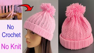 DIY Braided Beanie Hat without Crochet amp knitting Skill  छोटी गोल टोपी  Sombrero de Beanie  Gorro [upl. by Ymac]