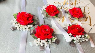 Easy DIY wrist corsage ribbon wrist corsagecorsage DIY [upl. by Ateiluj]