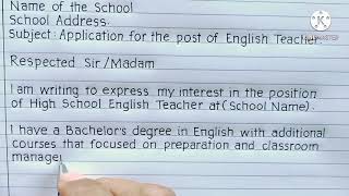 How to write job application letter for teacherpost of the english teacher [upl. by Huntingdon]