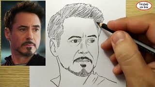 VERY EASY  How to draw tony stark ironman avengers  learn drawing academy [upl. by Birkner]