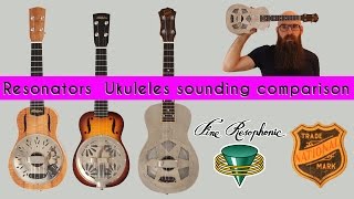 Resonator Ukuleles Comparison by Aël NATIONAL 1927 Fine Resophonic Dobro uke and Koa Biscuit [upl. by Arihsa]